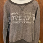 PINK - Victoria's Secret Victoria’s Secret Pink Gray Bling Cotton Sweatshirt Size Medium Photo 0