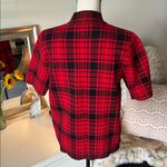 Ann Taylor mock neck red black plaid cotton blend sweater classic holiday top L Photo 4