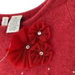 Twiggy Angora Crop Salmon Pink Tulle Flower Rhinestone Sweater XL Photo 1