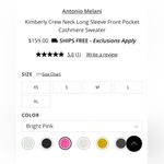 Antonio Melani NWT  Kimberly Crewneck Pocket Cashmere Sweater Pink XL Photo 2