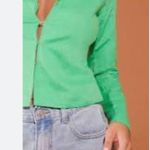 Pretty Little Thing Womens New  Green Linen Feel Fitted Hook and Eye Shirt Photo 1