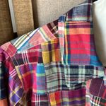 British Khaki  Multicolor madras Plaid ladies trucker jacket small Photo 2