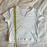 SheIn White Ribbed Short Sleeve V-Neck Crop Top Photo 4