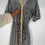 Passion Lilie Houndstooth Cotton Black White Ruffle Hem‎ Mini Wrap Dress Size XL Photo 0
