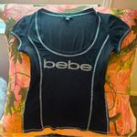 Bebe  true vintage 2000s mcbling y2k black rhinestone logo short sleeve fitted tee Photo 1