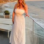 FAVORITE DAUGHTER White Cotton Strapless Favorite Linen Midi Dress Size 8 Photo 14