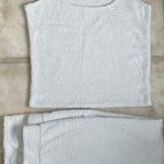 Steve Madden  cream colored chenille tank / wide leg pant set pajamas lounge; XL Photo 0