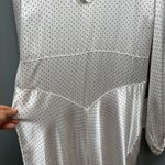 Ganni  Cameron Gathered Polka-dot Satin Long Sleeve Maxi Dress In Egret XL Photo 6