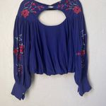 Free People Lita embroidered cutout long sleeve top size m Photo 2
