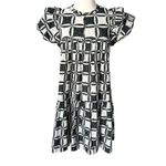 Sea New York Catalina Calico Quilted Pleated Printed Cotton Mini Dress Sz Small Black Photo 1