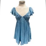Lulus Amalfi Coast Royal Blue Pleated Flutter Sleeve Mini Dress Size XS NWOT Photo 2