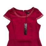 RW Runway Paris Dress Red Cap Sleeve Faux Leather Trim Career Dress Medium NEW Photo 6