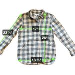 Madewell  Tan Gray Flannel Quarter Button Oversized Ex Boyfriend Shirt Size S Photo 4