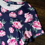 Karen Scott  Sport Navy Blue Floral Print Short Sleeve Dress Photo 3