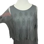 Carla Conti Gray Silk Dress Sheer Lace Overlay S Photo 3