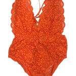 FREE PEOPLE x HAH Lace Bodysuit Sz XS Burn Orange Feminine Party Resort Boho NWT Photo 0