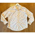 L.L.Bean  white floral cotton wrinkle free button down large Photo 9