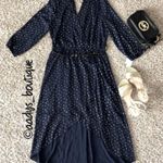 Laundry by Shelli Segal Laundry Faux Wrap Hi-Low Hem Maxi Dress in Navy/Gold Stars, NWT Photo 6