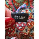 Tolani  Shirt Women Medium Pink Blue‎ Silk Geometric Long Sleeve Tunic Top Boho Photo 9