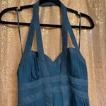 Armani Exchange  100% Silk Dark Teal Halter Cocktail Mini Dress Size 8 Photo 3