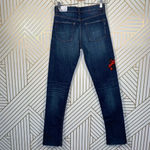 ZARA  Floral Embroidered Cigarette Jeans Dark‎ Wash Photo 7
