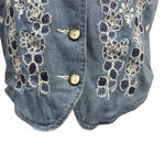 Vintage STONEBROOK Blue White Embroidered Denim Vest M Size M Photo 2