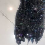 Vintage 1920s Style Art Deco Flapper Dress Black Iridescent Beaded Gatsby Dress Gold Size M Photo 14