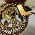 ART Signed Gold Tone Dual Brooch Pin Scarf Clip Greek Mythical Phoenix Photo 9