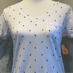 Love Charm  v neck Tshirt white with lightening bolts size medium new with tag. Photo 4