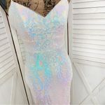 Jules‎ & Cleo Iridescent Sequin Mermaid Sheath Maxi Dress White Juniors 2 Photo 7