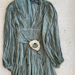 Missguided Misguided Olive Green Corset Fringe Tassel Ruffle Mini Dress, Size 2 Photo 1