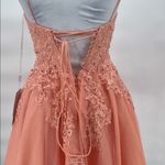 JJ's House JJ’s House Coral Tulle Lace Embroidered Fit Flare Dress Spaghetti Strap US 2 Photo 7