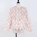 NEW Pink & White Shabby Faux Fur Coat Size Small Photo 4