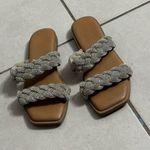 Sincerely Jules  Women Silver Sparkle Rhinestone Slides Size 9. Photo 0