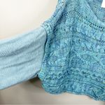 Free People Honey Cable Pullover Cableknit Sweater in Siren Blue Combo Womens L Photo 3