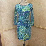 Lilly Pulitzer Marlowe Peacock T-Shirt Dress Blue Green Boatneck Size XS Photo 2