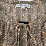 Wishlist  Apparel Boho Peasant Womens Top Sz M Olive Indie Paisley Sheer Ruffle Photo 9