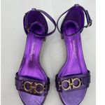 Salvatore Ferragamo Como Metallic Purple Leather Sandals Photo 2