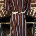 VINTAGE Striped Multicolor Midi Dress Purple Photo 0