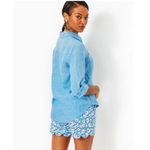Lilly Pulitzer Sea View Linen Button Down Top Beckon Blue & Sea Salt Blue Shirt Photo 4