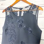 Tahari Black Sleeveless Midi Cocktail Dress Sequin Flowers Size 8 Medium Photo 2