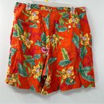 Lauren Ralph Lauren 100% linen orange floral shorts plus size 14W Photo 2