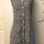 Jones New York Jones NY Sleeveless 100% Linen Shirt Dress Black Animal Leopard Print Button Photo 0