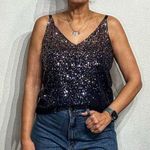 Trina Turk Navy Sella Ombré Sequined Tank Sz S Photo 0