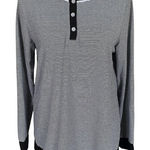 Ekouaer women's size S black and white striped stretchy long sleeve pajama top Photo 0