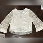 Hale Bob  Ivory Crochet Boho Bell Sleeve Tassel Blouse Large Photo 1