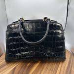 Coach  Lillie Carryall Black Crocodile Embossed Leather Satchel Handbag Photo 4