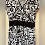 Vintage Black White Floral Jersey Fit Flare Dress M Conrad C Size M Photo 4