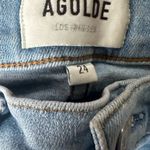 AGOLDE Raw Hem Distressed Pocket Sophie Jeans Size 24 High Rise Light Wash Photo 2