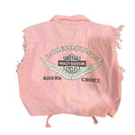 Harley Davidson Thunder Pink Tie Front Sleeveless Cropped Button-Up Womens Large Photo 2